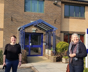 Trinity House with Babs Harris and Suzanne Wigmore standing in front